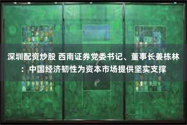 深圳配资炒股 西南证券党委书记、董事长姜栋林：中国经济韧性为资本市场提供坚实支撑