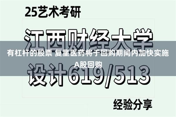 有杠杆的股票 复星医药将于回购期间内加快实施A股回购