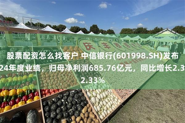 股票配资怎么找客户 中信银行(601998.SH)发布2024年度业绩，归母净利润685.76亿元，同比增长2.33%