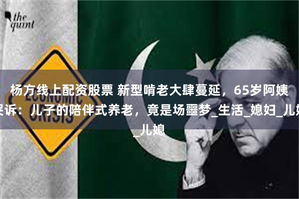 杨方线上配资股票 新型啃老大肆蔓延，65岁阿姨哭诉：儿子的陪伴式养老，竟是场噩梦_生活_媳妇_儿媳